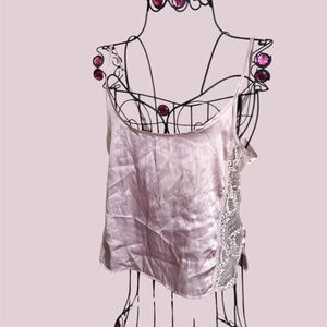 VINTAGE SATIN IN BLOOM 90S Y2K TANK TOP WITH SHEER LACE SIDES